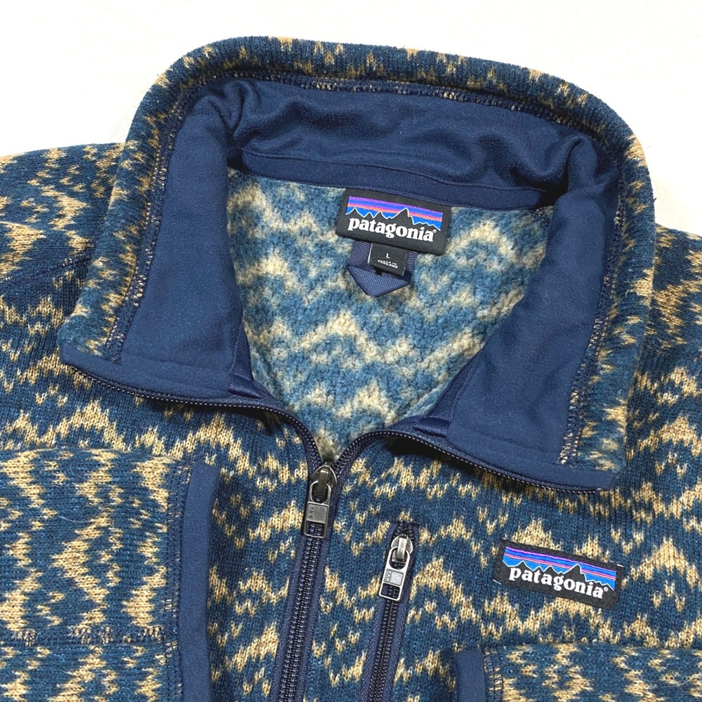 Patagonia Geometric Better Sweater 1/4 Zip Knit Fleece Men Pullover L Nordic